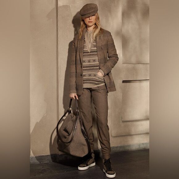 Ralph Lauren Fall 2022 Collection Brown Glen Plaid Jaemyn High Top Sneakers - Picture 8 of 17